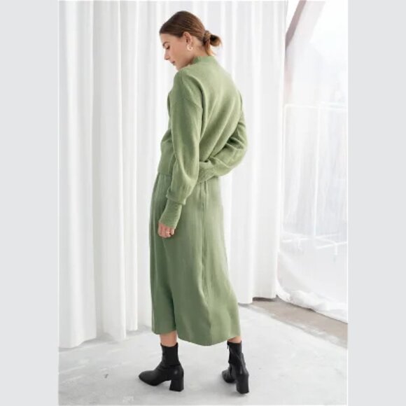 Other Stories Flowy Satin A-Line Midi Skirt Green pistachio Size 2 - Picture 3 of 10